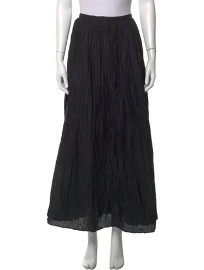 Pre-owned Mark Kenly Domino Tan Pleated Accents Midi Length Skirt In Black