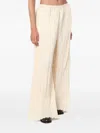 Mark Kenly Domino Tan Mkdt Studio Pinola-atelier Pleated Fabric Ivory Trousers In Neutral