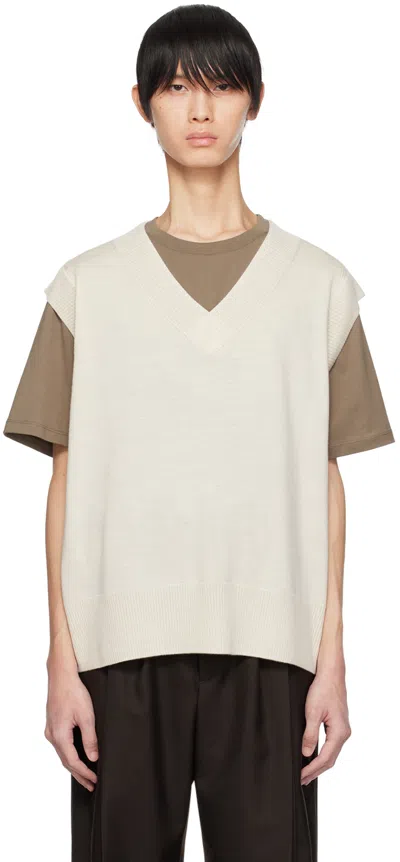 Mark Kenly Domino Tan Studio Off-white Kalvin Vest In Bone
