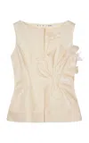 Mark Kenly Domino Tan Tami Atelier Silk-wool Twill Top In Ivory