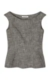 Mark Kenly Domino Tan Tishi Sculpted Tweed Top In Grey