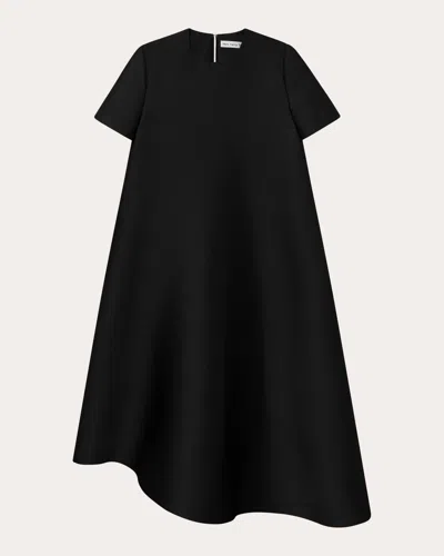 Mark Kenly Domino Tan Women's Doma Atelier Asymmetric Silk-blend Midi Dress In Black