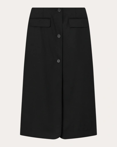 Mark Kenly Domino Tan Women's Noma Wool Twill Midi Skirt In Black