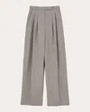 Mark Kenly Domino Tan Women's Pemma Pleated Herringbone Wool-blend Pants In Grey