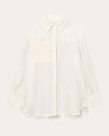 Mark Kenly Domino Tan Women's Sigga Atelier Linen-silk Blend Shirt In White