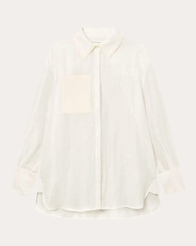 Mark Kenly Domino Tan Women's Sigga Atelier Semi-sheer Shirt In White