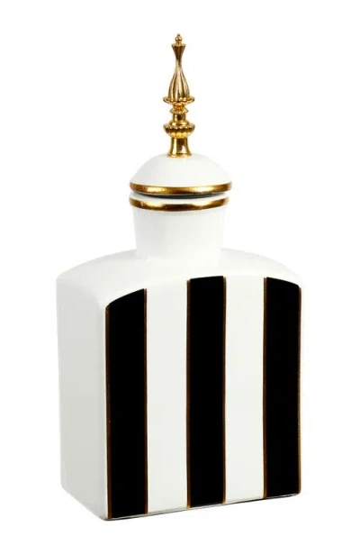 Mark Roberts 13" Classic Stripe Jar With Lid, Small In Black