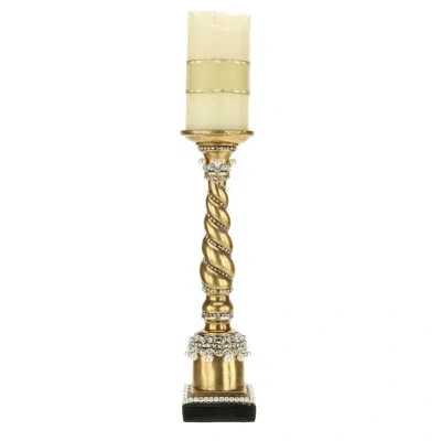Mark Roberts 14.25" Resin Tabletop Candlestick In Gold,clear,black