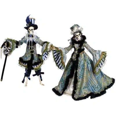 Mark Roberts 18" H 2 Piece Wave Skeleton Figurines & Collectibles Set In Black,blue,green,gold