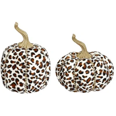 Mark Roberts 2 Piece 9" H Jeweled Pumpkin, Leopard Set In Animal Print