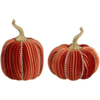 Mark Roberts 2 Piece Jeweled Pumpkin Set In Orange