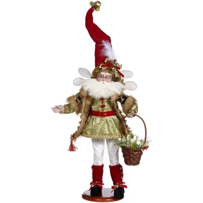Mark Roberts 3 French Hens Fairy On Base - 21 Inches In Red,white,green,brown