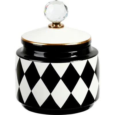 Mark Roberts 8" Harlequin Urn With Lid, Small In Black