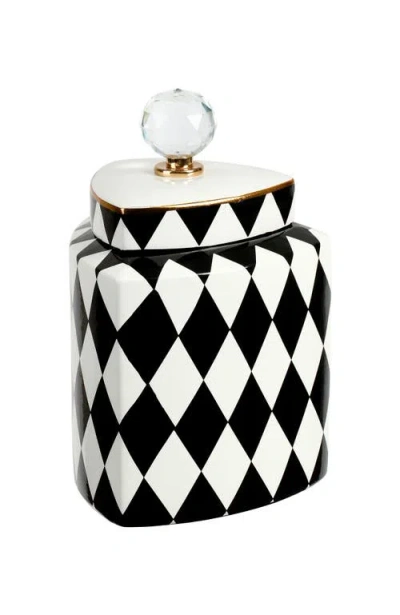 Mark Roberts 9" Harlequin Jar With Lid, Small In Black