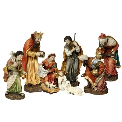 Mark Roberts Angelic Nativity, Set Of 9 - 5-24 Inches In Yellow;orange;gold;blue;black;brown;whit