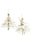 Mark Roberts Ballerina Ornament, Ivory, Set Of 2 In White