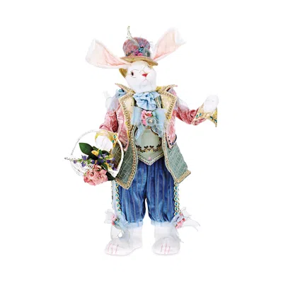 Mark Roberts Basket Floral Rabbit Figure In Multi