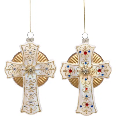 Mark Roberts Bejeweled Cross Ornament, Set Of 6 In Multi