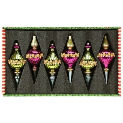 Mark Roberts Bright Finial Drop Ornament, Box Of 6 - 9 Inches In Purple
