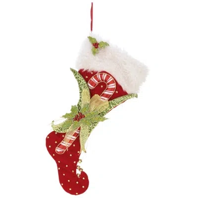 Mark Roberts Candy Cane Holly Stocking - 24 Inches In White;green;red