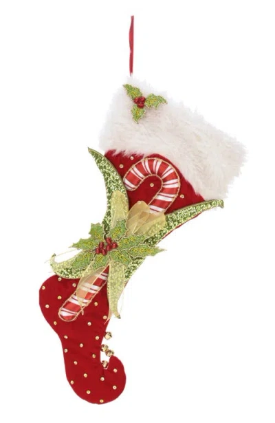 Mark Roberts Candy Cane Holly Stocking In Red