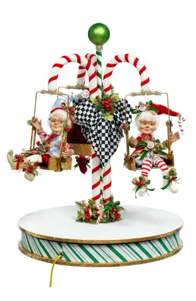Mark Roberts Candycane Carousel With Elf In Multi