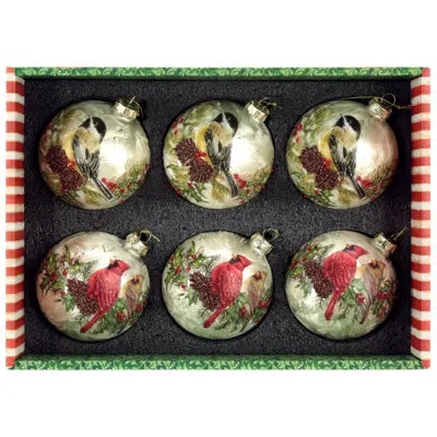 Mark Roberts Cardinal Chickadee Ornament, Box Of 6 - 4 Inches In Multi