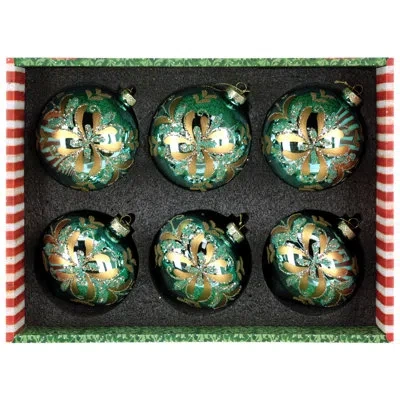Mark Roberts Celebration Bloom Ornament, Box Of 6- 4 Inches In Green