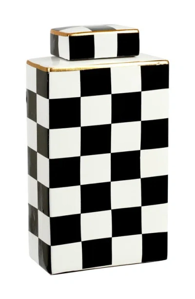 Mark Roberts Checkered Box Jar With Lid 11.5" In Black
