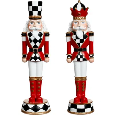 Mark Roberts Checkered Nutcracker, Black And White,set Of 2 In Multi