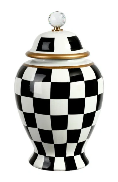 Mark Roberts Checkered Urn With Lid, Large In Black