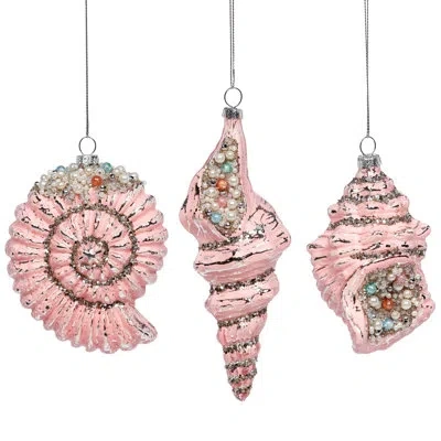 Mark Roberts Christmas 6 Piece Seashell Hanging Figurine Ornament In Pink