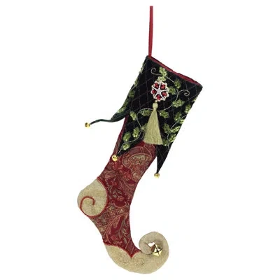 Mark Roberts Christmas Jester Stocking -25 Inches In Black;green;red;gold