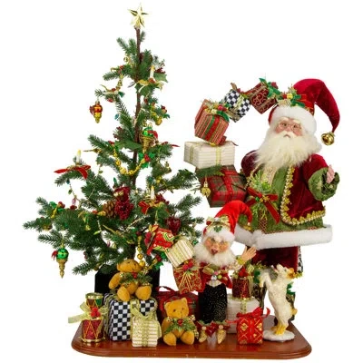 Mark Roberts Christmas Santa And Elf Delivering Present