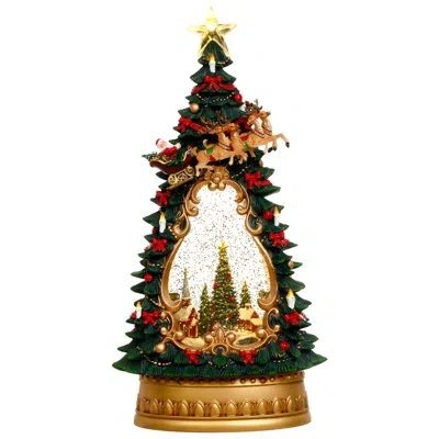 Mark Roberts Christmas Tree Scene With Led - 14 Inches In Multi