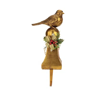 Mark Roberts Christmas Trimmed Bird Stocking Holder In Gold