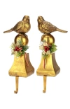 Mark Roberts Christmas Trimmed Bird Stocking Holder, Set Of 2 In Gold