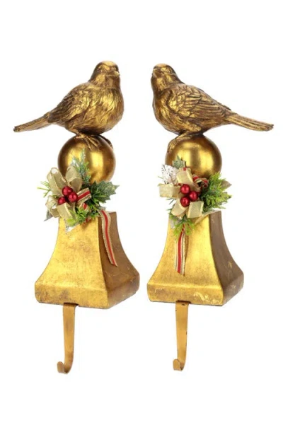 Mark Roberts Christmas Trimmed Bird Stocking Holder, Set Of 2 In Gold