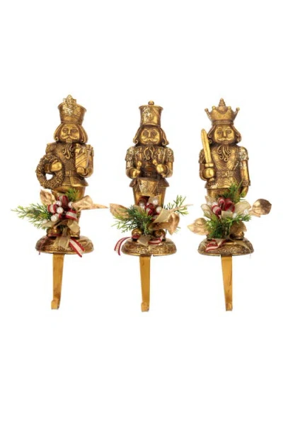 Mark Roberts Christmas Trimmed Nutcracker Stockingholder, Set Of 3 In Gold