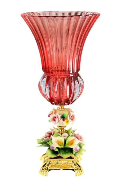 Mark Roberts Classic Pedestal Rose Vase In Red