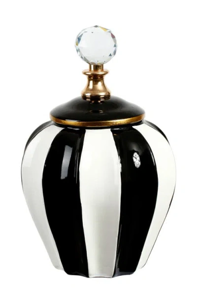 Mark Roberts Classic Stripe Vase With Lid, Small In Black