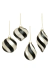 Mark Roberts Classic Stripes Ornament, Set Of 12 In Black