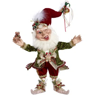Mark Roberts Cookies And Milk Elf, Medium - 16.5 Inches In Red,green,white,ivory