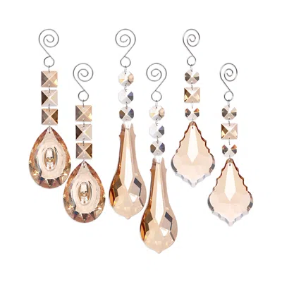 Mark Roberts Crystal Drop Ornaments, Set Of 6 In Brown