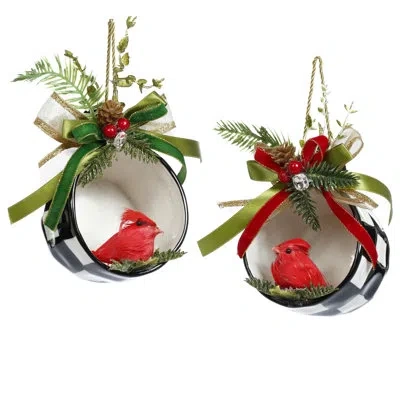 Mark Roberts Cup With Cardinal Ornament -  4 Inches  Set Of 2 In Black;white;green;red;gold