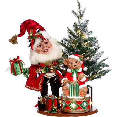 Mark Roberts Decorating Tree Elf Scene With Lights, Large In Red