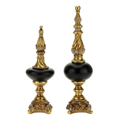 Mark Roberts Decorative Finial  - 14-17 Inches Set Of 2 In Black;gold