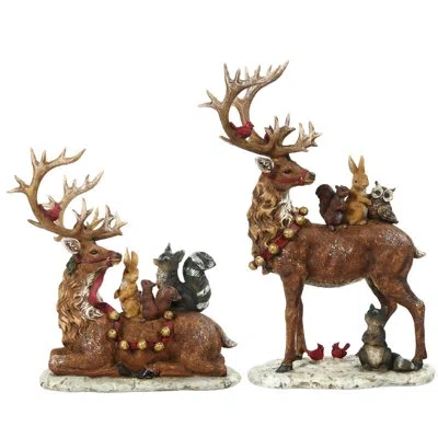 Mark Roberts Deer And Friends -17 Inches Set Of 2 In Brown