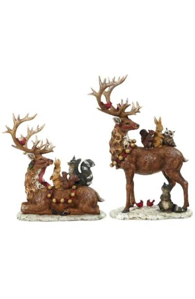 Mark Roberts Deer And Friends, Set Of 2 In Brown
