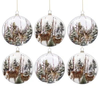 Mark Roberts Deer Forest Ball Ornament, Set Of 6 - 5.5 Inches In Multi